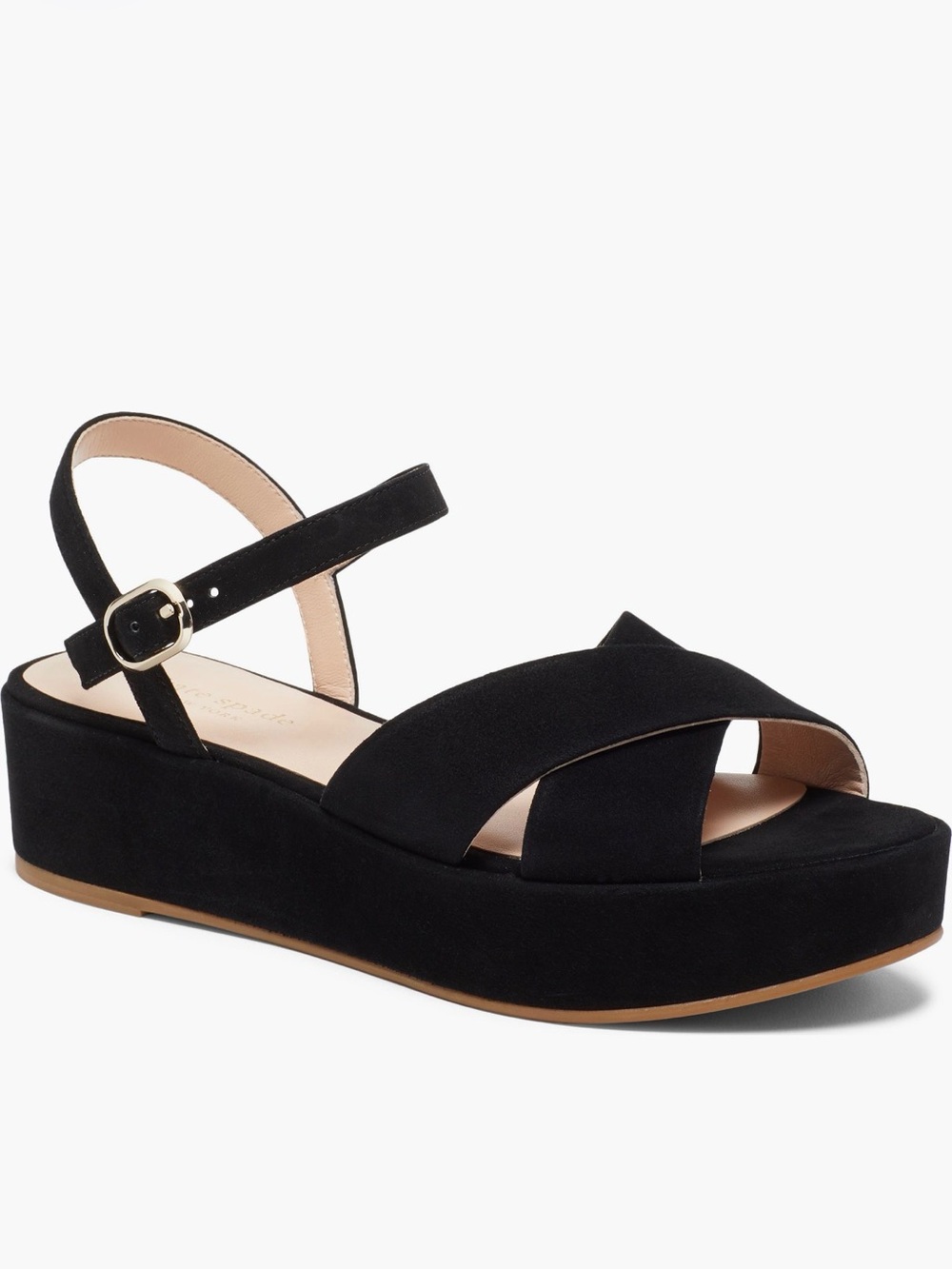 kate spade Bunton Black Suede Platform Sandals